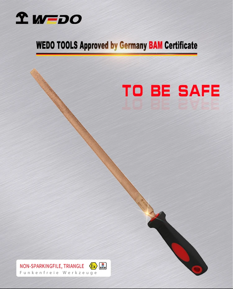 Professional OEM Manufacturer WEDO ATEX UKAS GS FM ISO9001 Certificate Die Forged Non Sparking Non Magnetic Triangle File