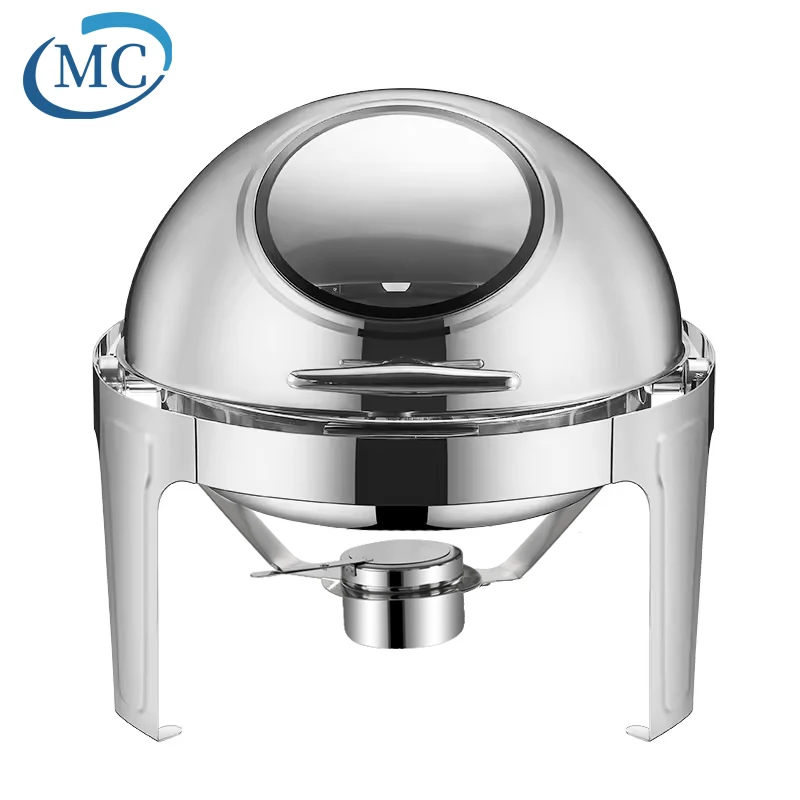 Hotel Buffet Commercial Equipment Food Warmer Stainless Steel Top Round Clamshell Chafing Dish Warmer For Party Chafing Dishes