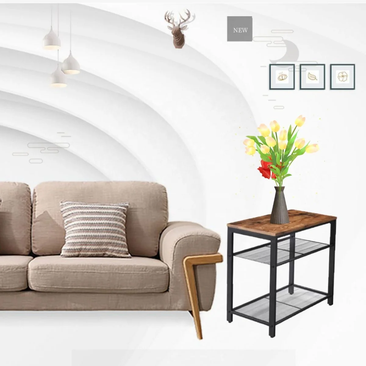 New Modern Style Living Room Furniture Sets Modern Metal Wooden Media Entertainment Console TV Stands Cabinet