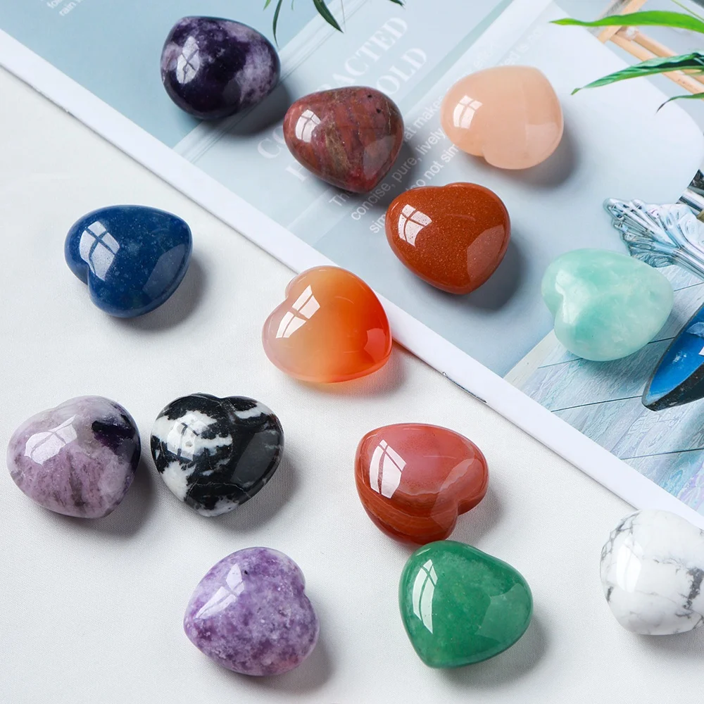 Hand-carved natural stone wholesale crystal heart available for selling