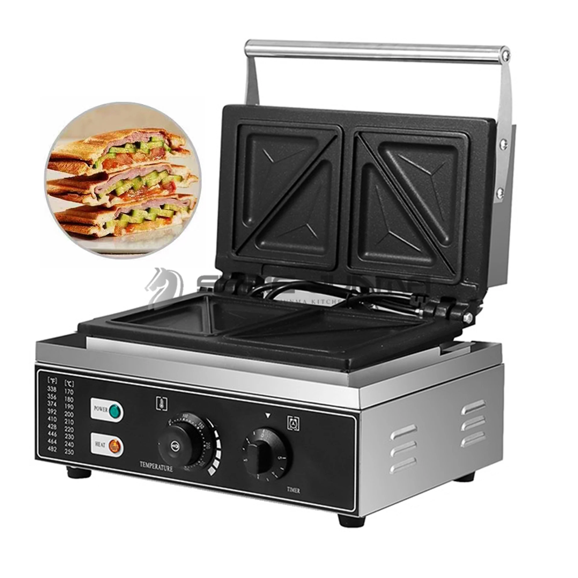 1550W Stainless Steel Toaster Sandwich Panini Grill Cookie Machine Commercial Cheap Electric Sandwich Maker