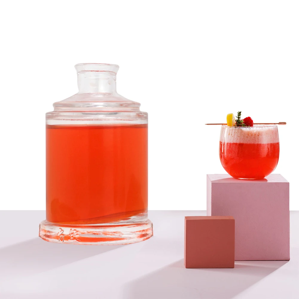 Global best seller  100ml new shape glass bottle whiskey rum with base bottle with granular cork