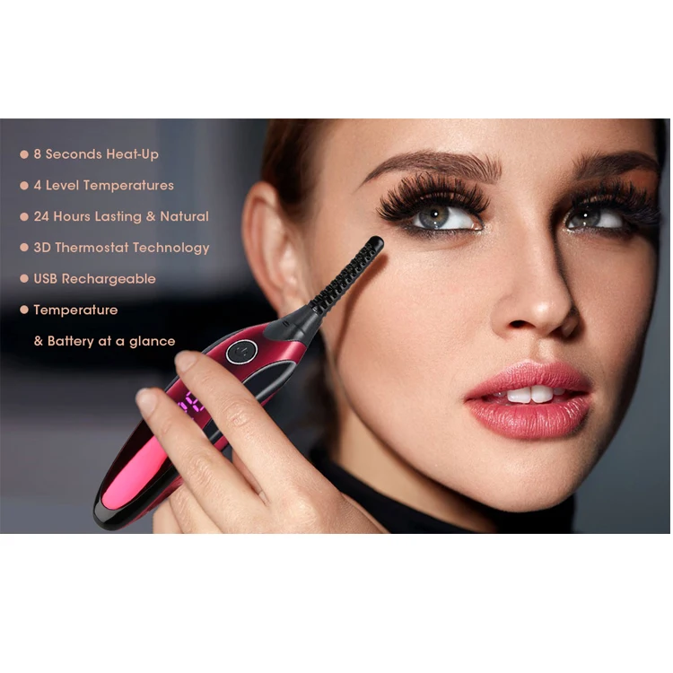 Portable Easy to use Fashion electric heated eyelash curler for Ladies Eyes Makeup Work
