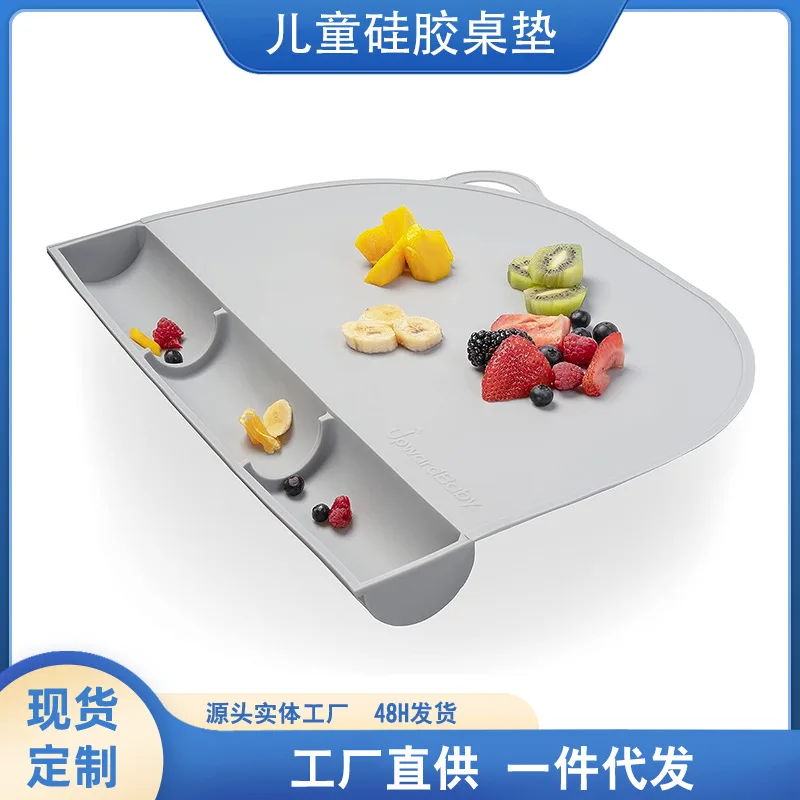 Custom Silicone Dinner Mat with Catching Pockets for Restaurants and Home Child Educational Baby Nursing placemat for Cups