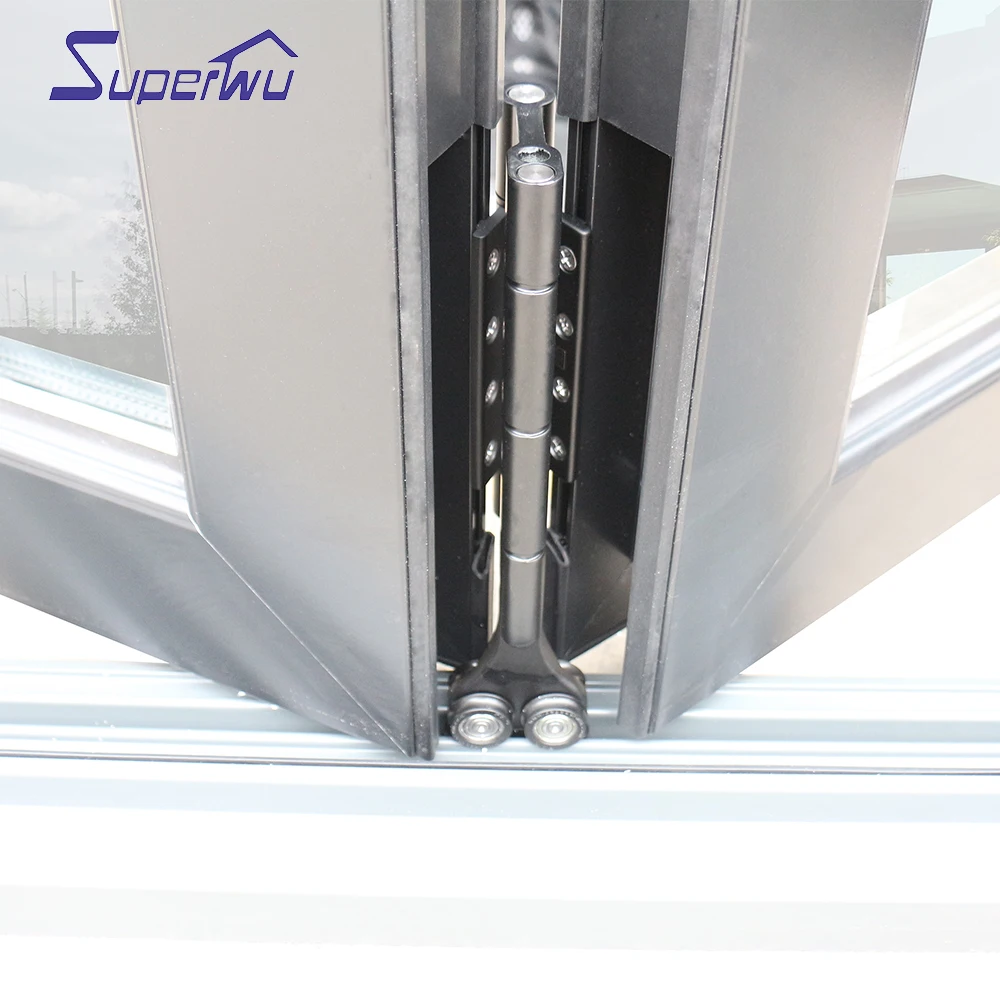 Decorative Door Gate Powder Coating Horizontal Aluminum Bi-Folding Double Glass Thermal Break Window For Home And Shopfront