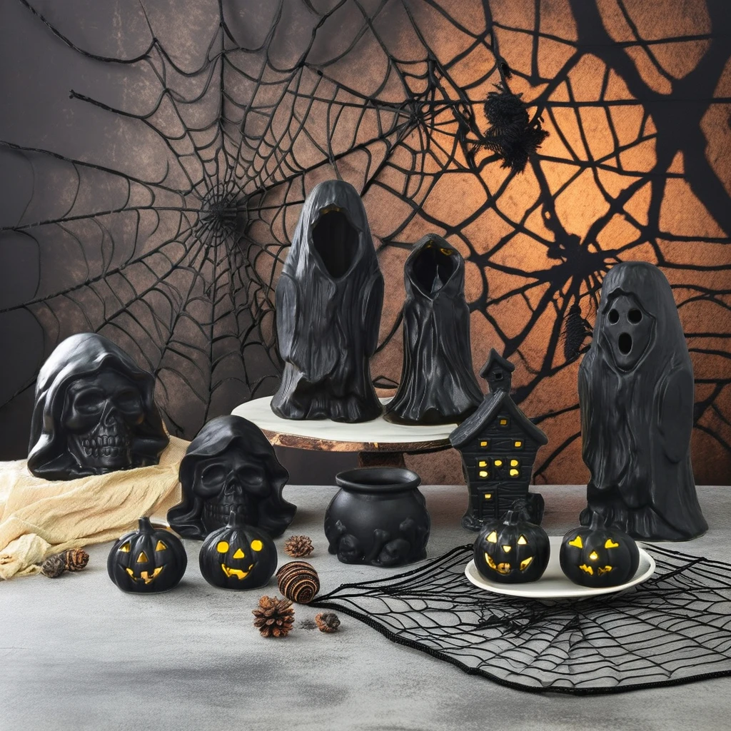 Customized Halloween Festival Cute Ceramic Ghost LED Light Decoration Other Home Decor Porcelain& Ceramic