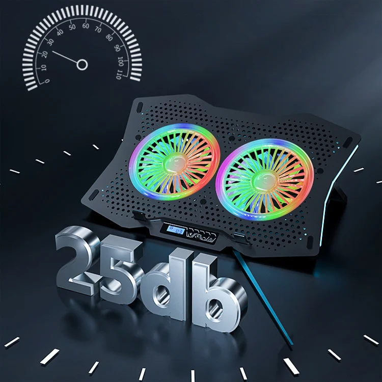 Great Roc Air-cooled 17Inch Cooling Pad For Laptop Stand Ice Coorel Rgb Laptop Cooling Pad With 2 Fans
