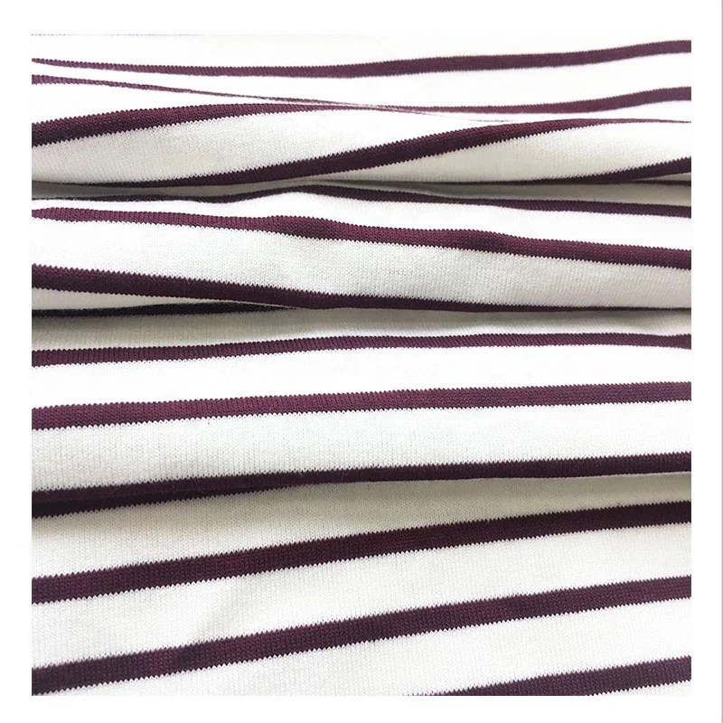 Wholesale rayon cotton blended knitted stripe comfort stretch yarn dyed fabric for clothes