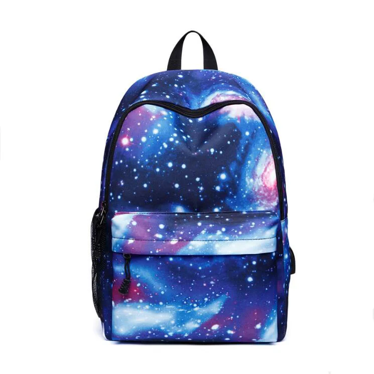 Durable 600D Oxford Polyester Laptop School Book Bag Galaxy Night Visible Custom Branded Logo Luminous Backpack