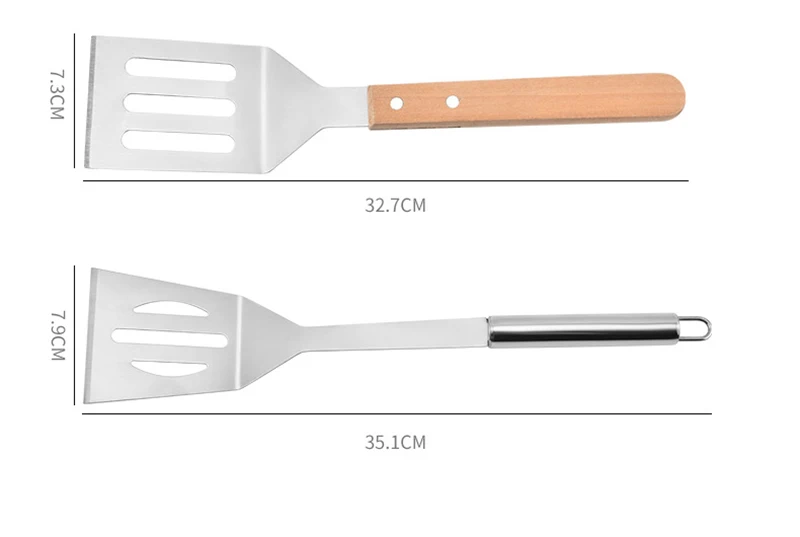 High Quality Outdoor Camping Barbecue Accessories Grilling Tools Stainless Steel Wooden Handle Grill Tool BBQ Shovel