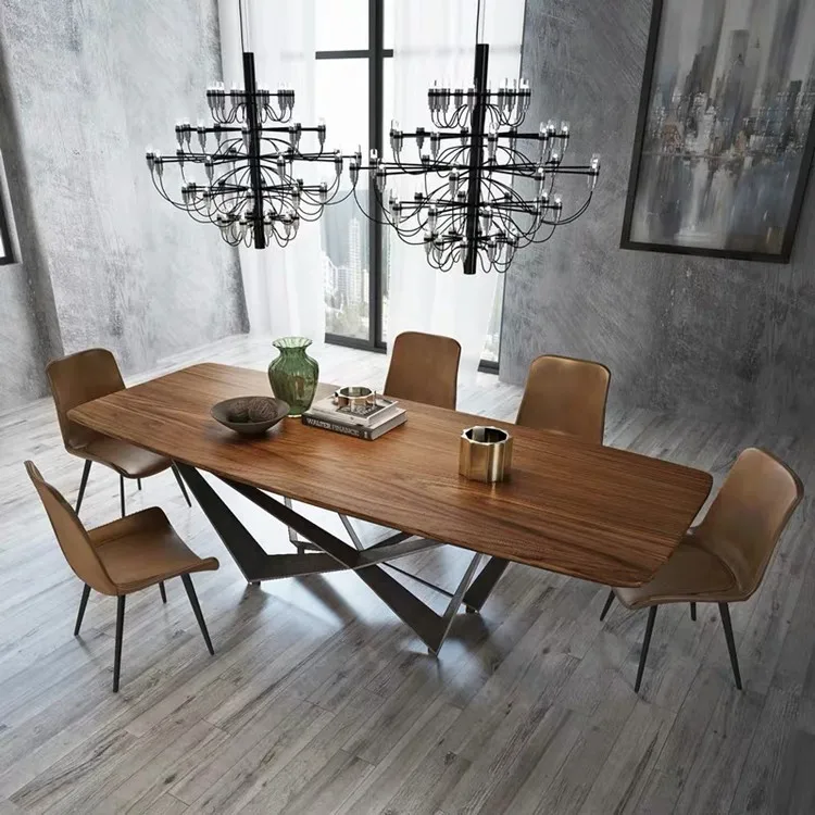 Rectangular Walnut Dining Table and Chairs Modern Nordic Furniture Solid Wood Dining Table Home Furniture Wooden 7 -15 Days 5pcs