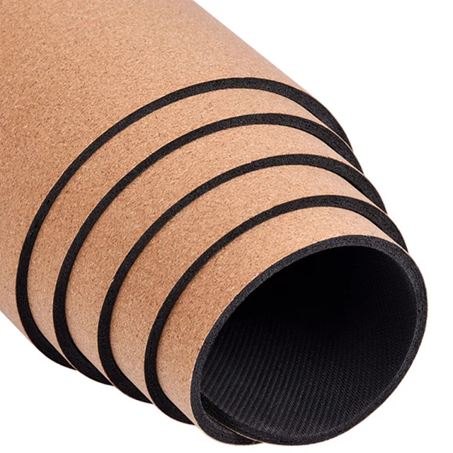 Hot sales Cork Yoga Mat Body Alignment Lines Anti Tear yoga  Mat