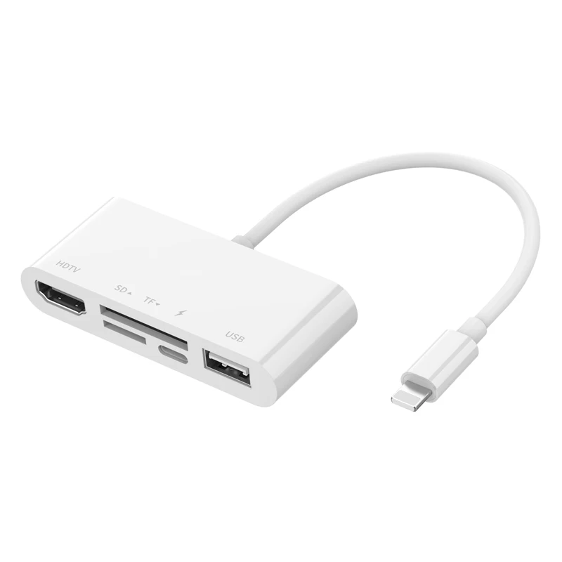  Адаптер-концентратор с поддержкой Youtube SD TF HDTV USB 8PIn считыватель зарядное устройство адаптер для iPhone