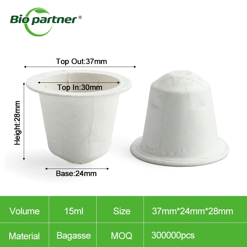 100% Biodegradable Sugarcane Bagasse Paper Coffee Pods Disposable Capsule Empy Coffee Pods Capsules