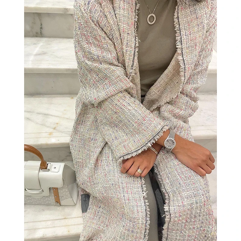 2024 Дубай новый дизайн зимнее пальто абайя оптом длинное зимнее пальто для женщин мусульманское открытое абайя