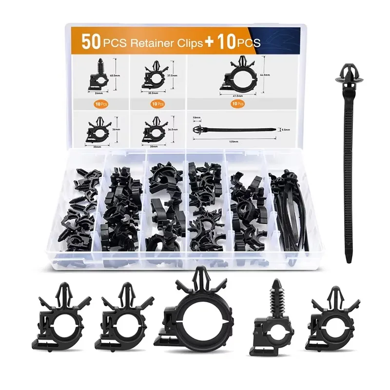 Universal Retainer Clips 6 Different Sizes Car Wire Loom Routing Assortment Wiring Harness Clip
