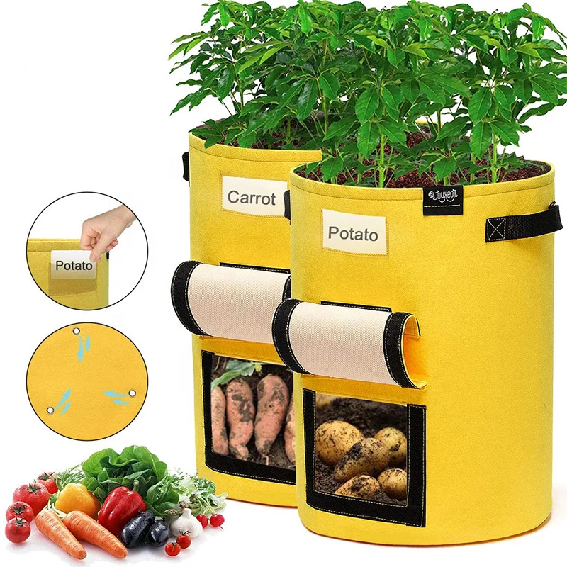 10 25 100 gallon hanging felt vegetable potato garden mushroom plant grow bags  flower pot