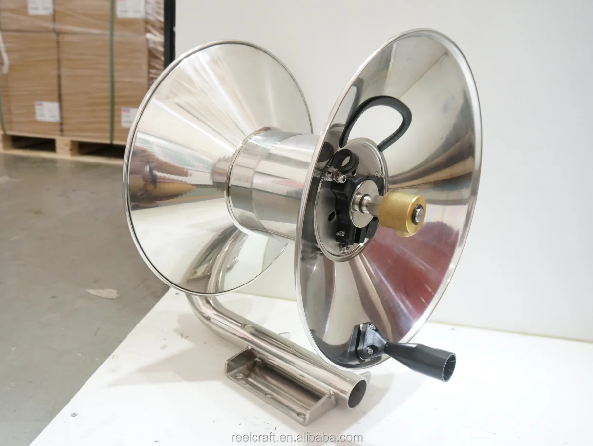 
CTJ6180 HNS --3/8 in. x 180ft-20 ft. 5000psi Stainless Steel Hand Crank Hose Reel--REELCRAFT 
