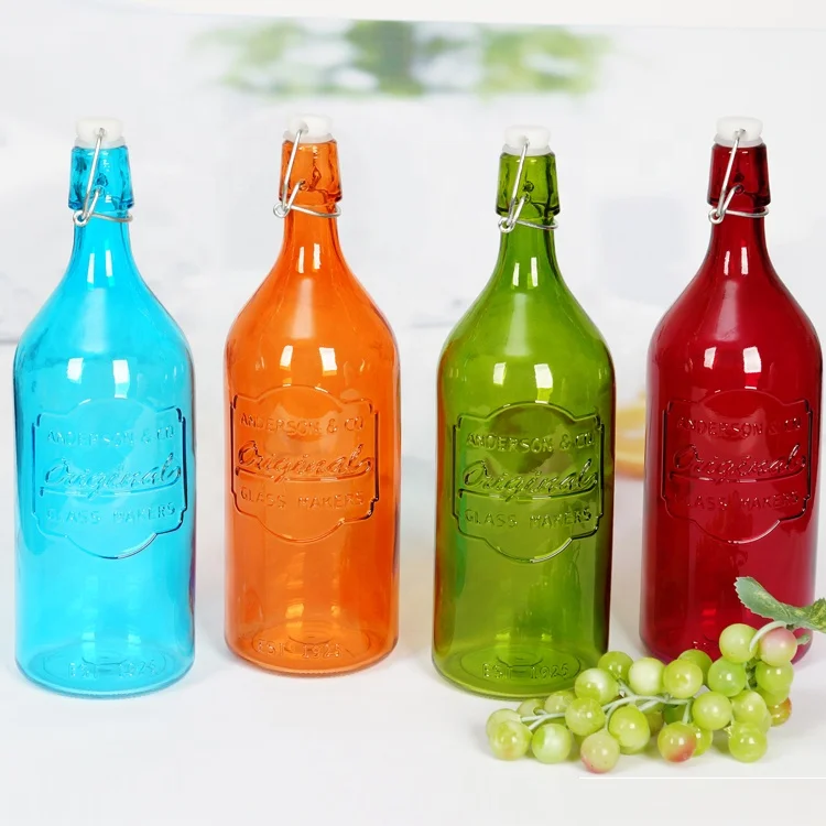 Airtight swing top seal glass bottle for storage juice alcohol