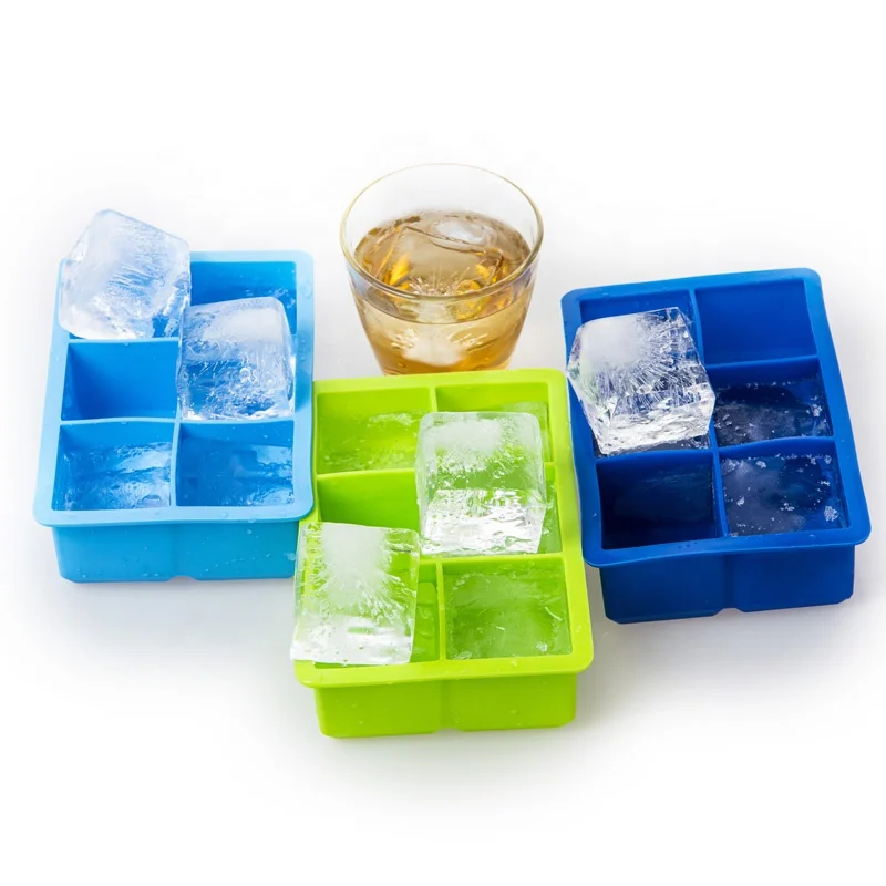 6 Cavity Giant Big Square Shape Silicone Popsicle Ice Cube Mold Tray