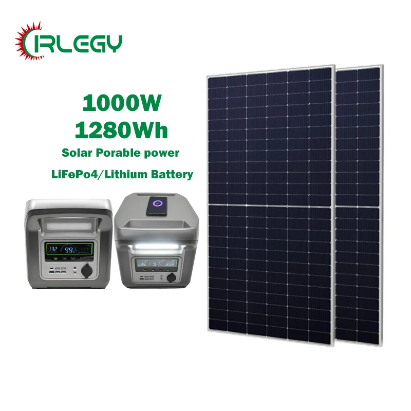Portable Power Station LiFePO4 1280Wh 1000W Cirlegy Solar Power Station Solar Generator with solar energy system