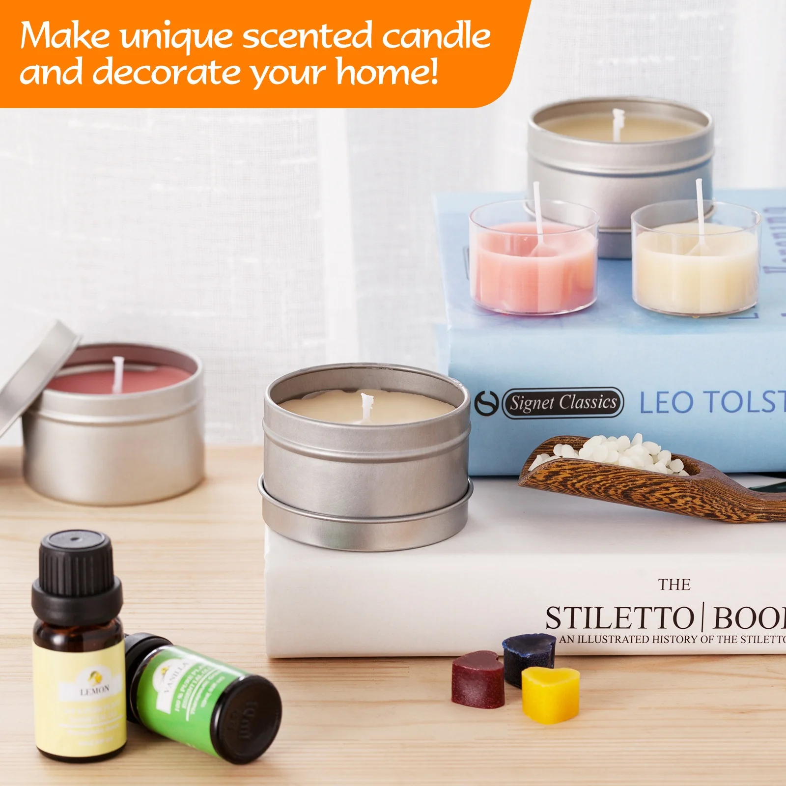 Candle Making Kit for Adults Beginners - Soy Candle Making Kit Includes Soy Wax, Scents, Wicks, Dyes, Tins, Melting Pot & More D