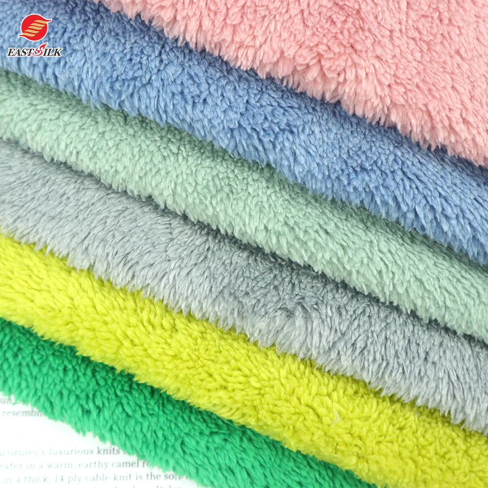 Manufacture Polyester Super double side recycled Sherpa Fleece Fabric for Blanket/Bedding/Clothes