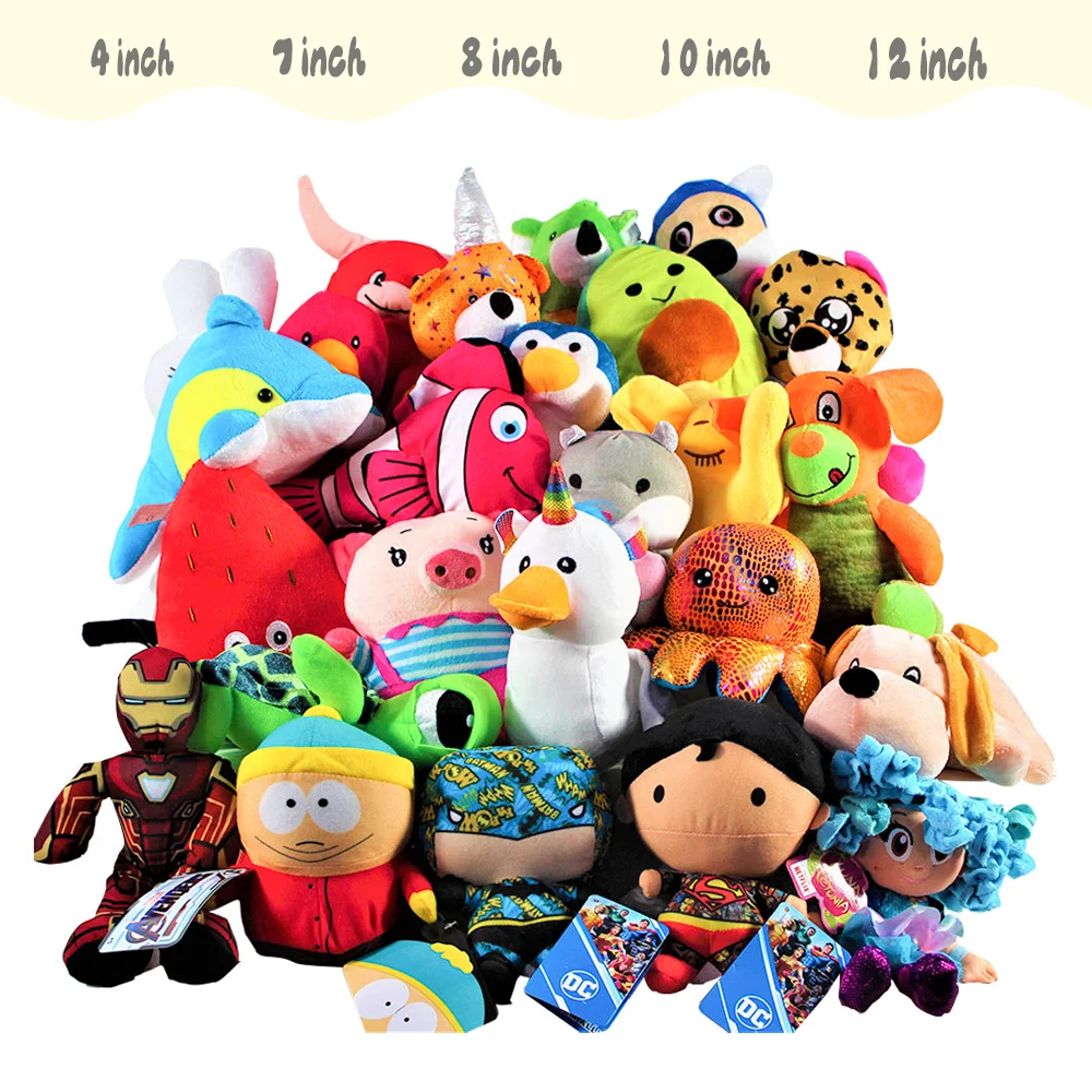 Factory Assorted Toy Wholesale 10-15cm Cheap Soft Keychains Cute Funny Claw Crane Vending Machine Doll Plush Stuffed Animal Toys