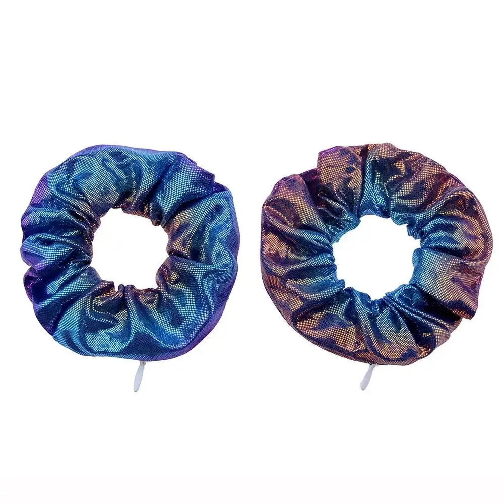 New Style Hair Scrunchies with Zipper Shiny Metallic Scrunchies Hidden Elastic Hair Ties for Key Lipstick Coin Storage