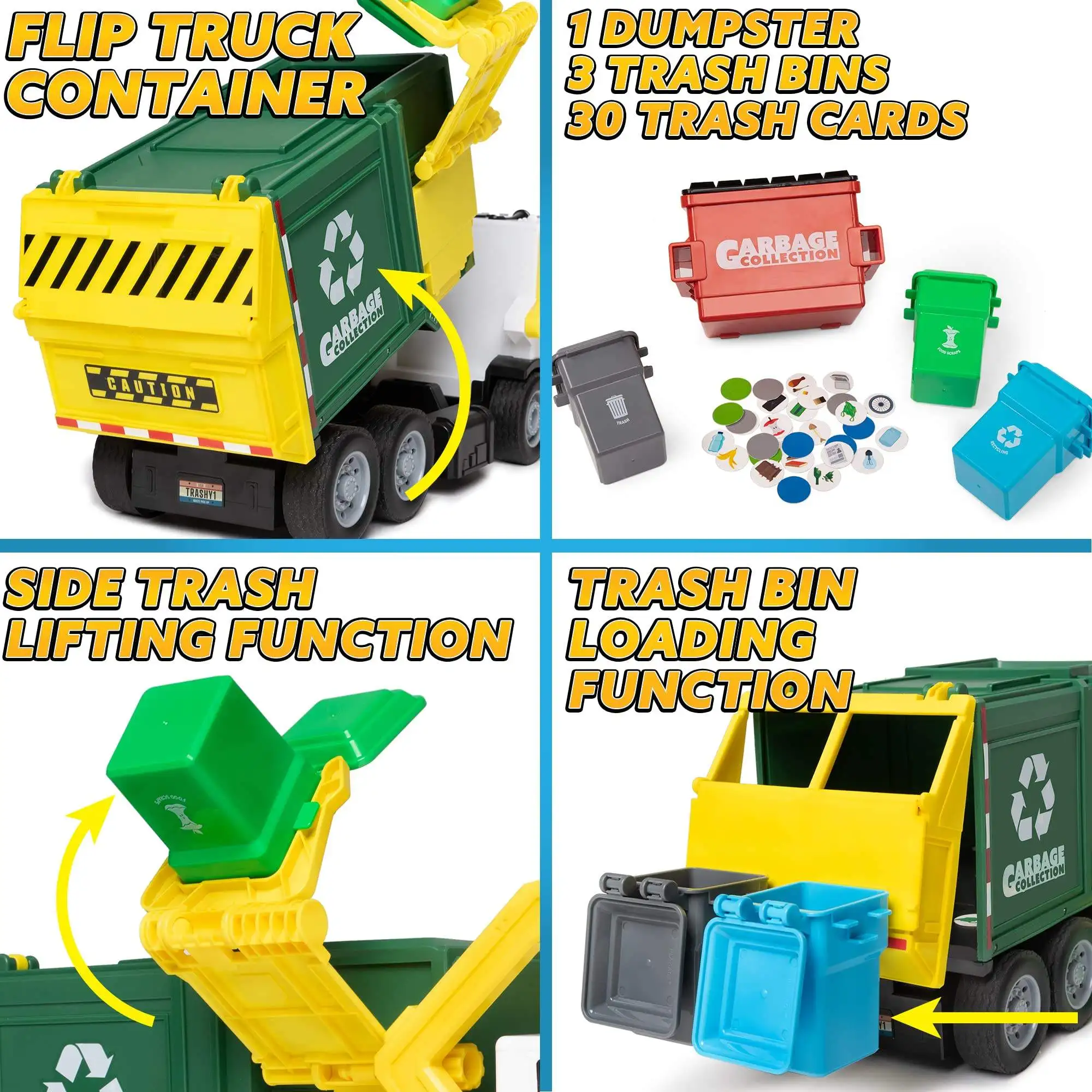 Educational Toys City Garbage Truck Car Model Diecast Garbage Sorting Sanitation Vehicle Car Model Sound and Light Children Toy