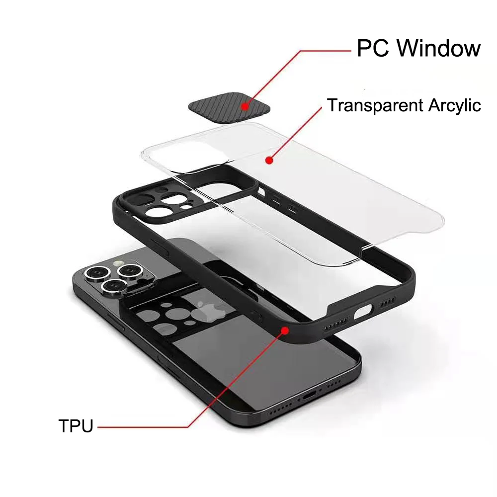 Honatop Clear Sliding Window with full camera protection phone Case For Infinix  S16/ HD Smart 2021/Zero-8-X687