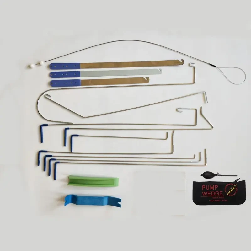 KLOMW 18PCS Automotive Professional Car Lockout Kit With Long Reach Grabber Car Door unlock with 1pcs big pump wedge lock pick