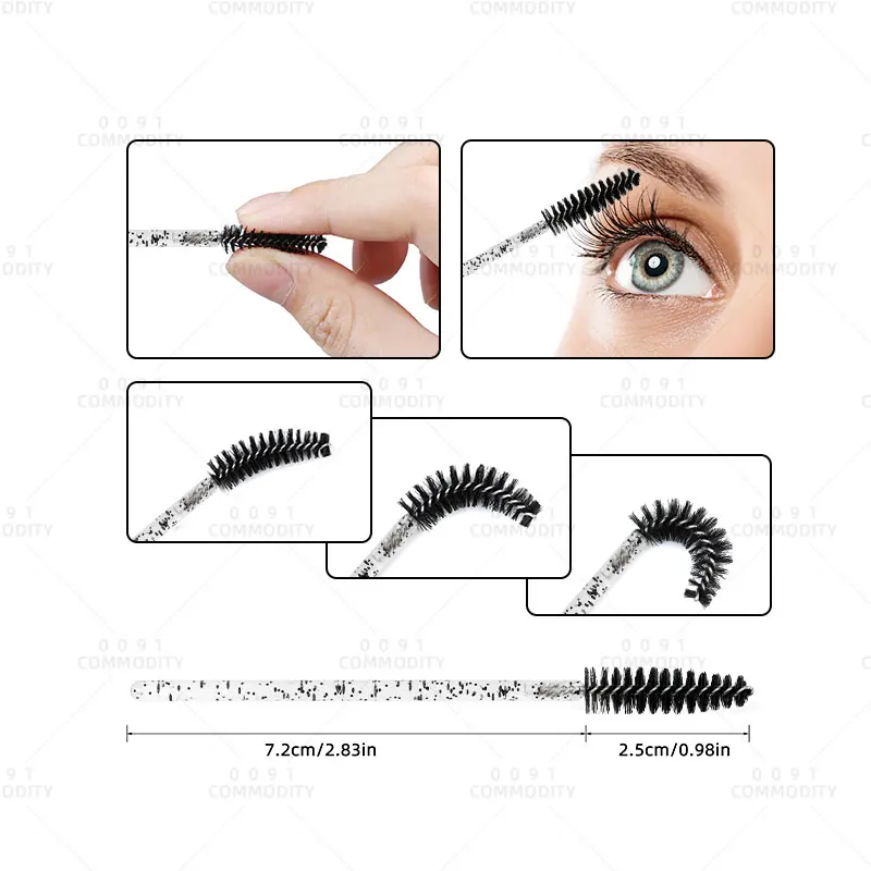Supplier Cleaning Nylon Glitter Handle Bendable Eyelash Extension Brush Applicator Disposable Lash Mascara Spoolie Eye Wand