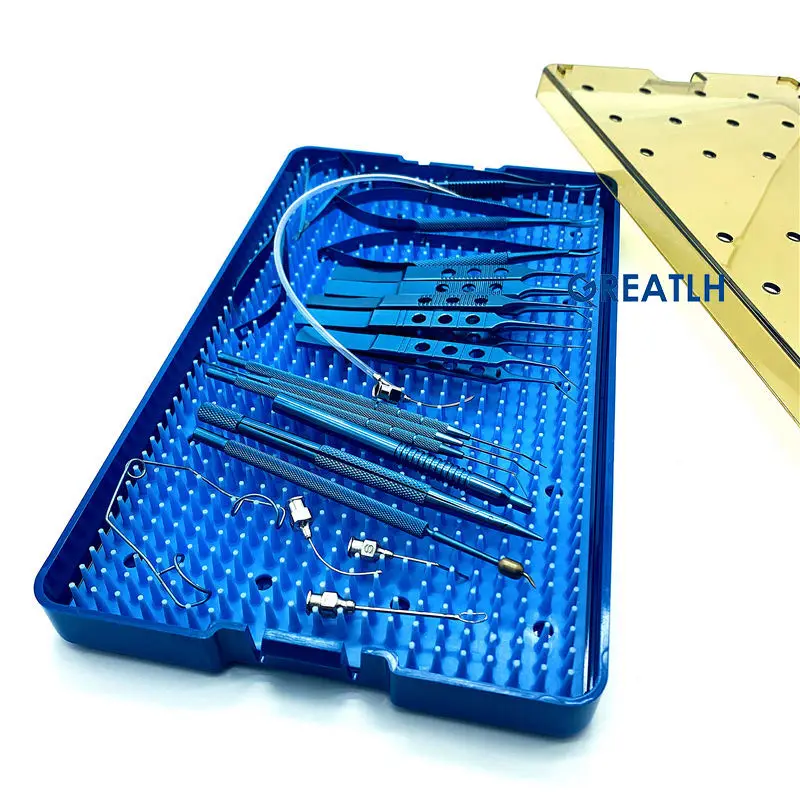 Titanium Alloy 21pcs for cataract surgery Ophthalmic instrument With silicone sterilization box