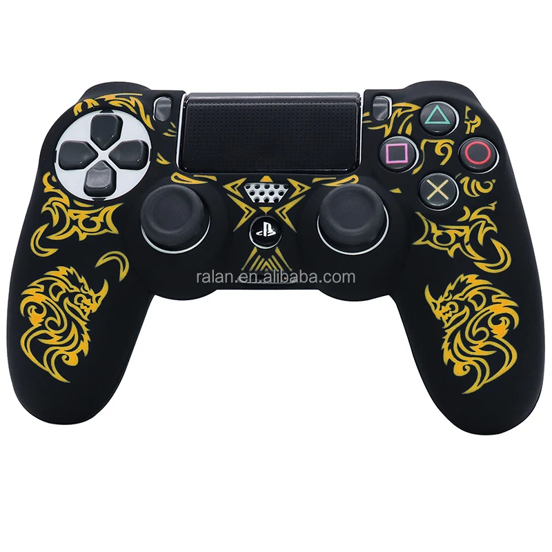 RALAN Controller Skin for PS4, Silicone Cover Protector Laser Carving PS4 Controller Joystick Skin Dualshock 4 Shells