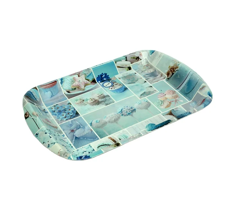 Handle sweet Sweet Sublimation Set Of Hot Sell Stackable Plastic Breakfast Serving Tray For Tray