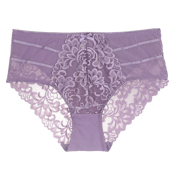 
Wholesale new design transparent high waist fat women plus size lace sexy lingerie panties with bow 