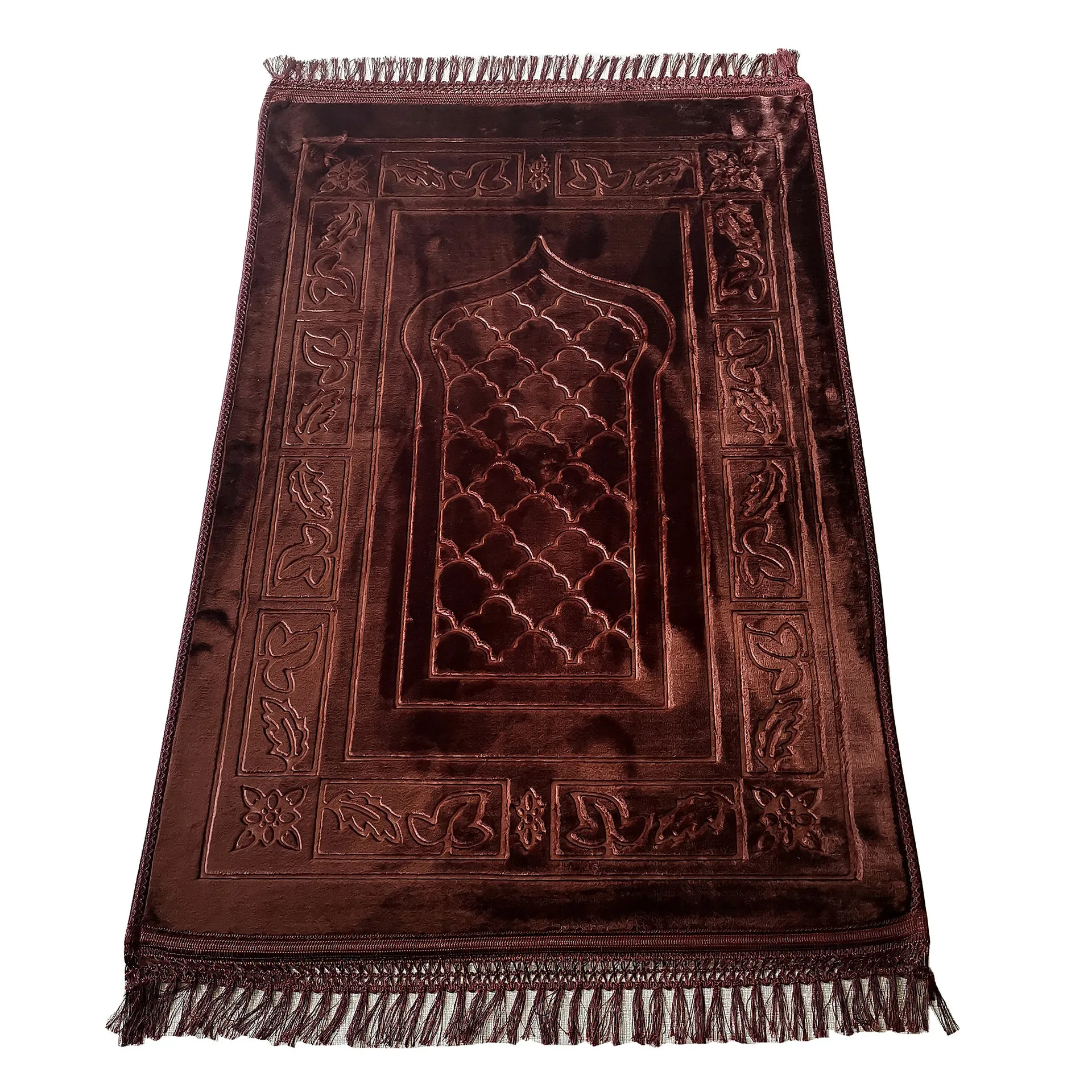 
Hot Sale Travel Flocking Jacquard Memory Foam Muslim Prayer Mats Prayer Rug 
