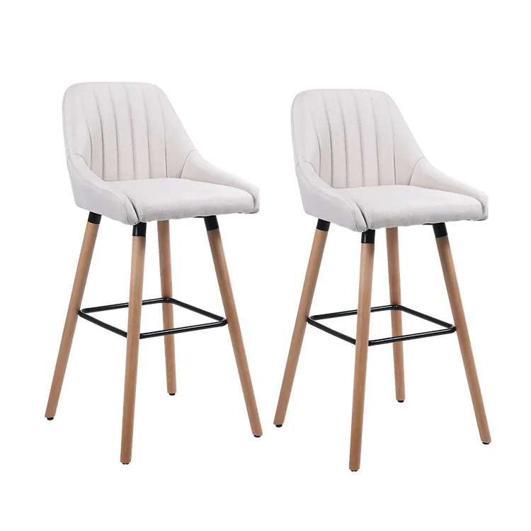 Bar Chair Nordic Rustic Classic High Kitchen Counter Stool Modern Wooden Fabric Leather PU hand made Bar Chair