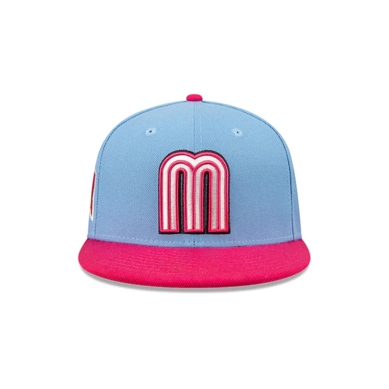 Wholesale Hat Mexico Cap 3D Embroidered Logo Polyester New E Custom Close Cap Flat Baseball Brim Fitted Caps For Men