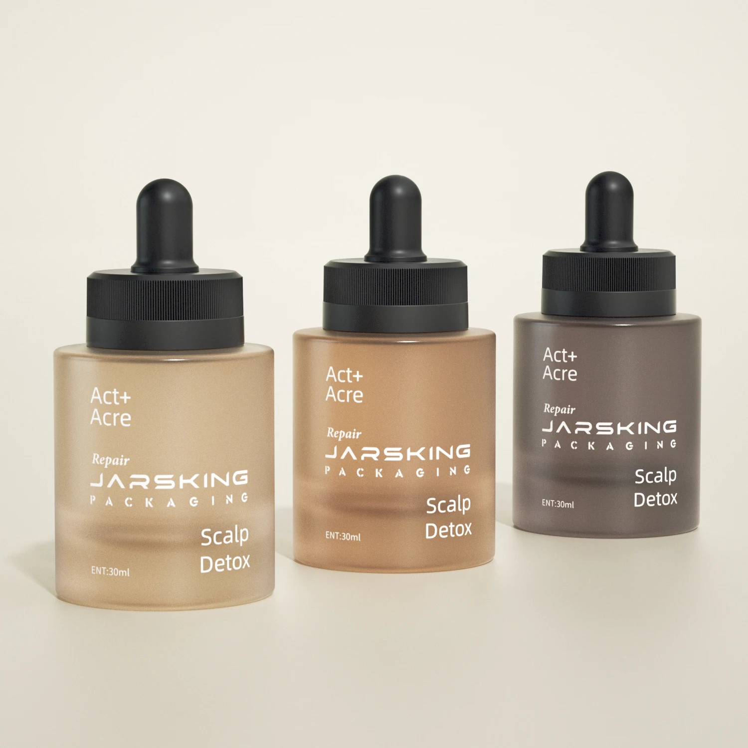 30ml Custom luxury round custom round cosmetic frosted face hair serum essential oil glass dropper bottles