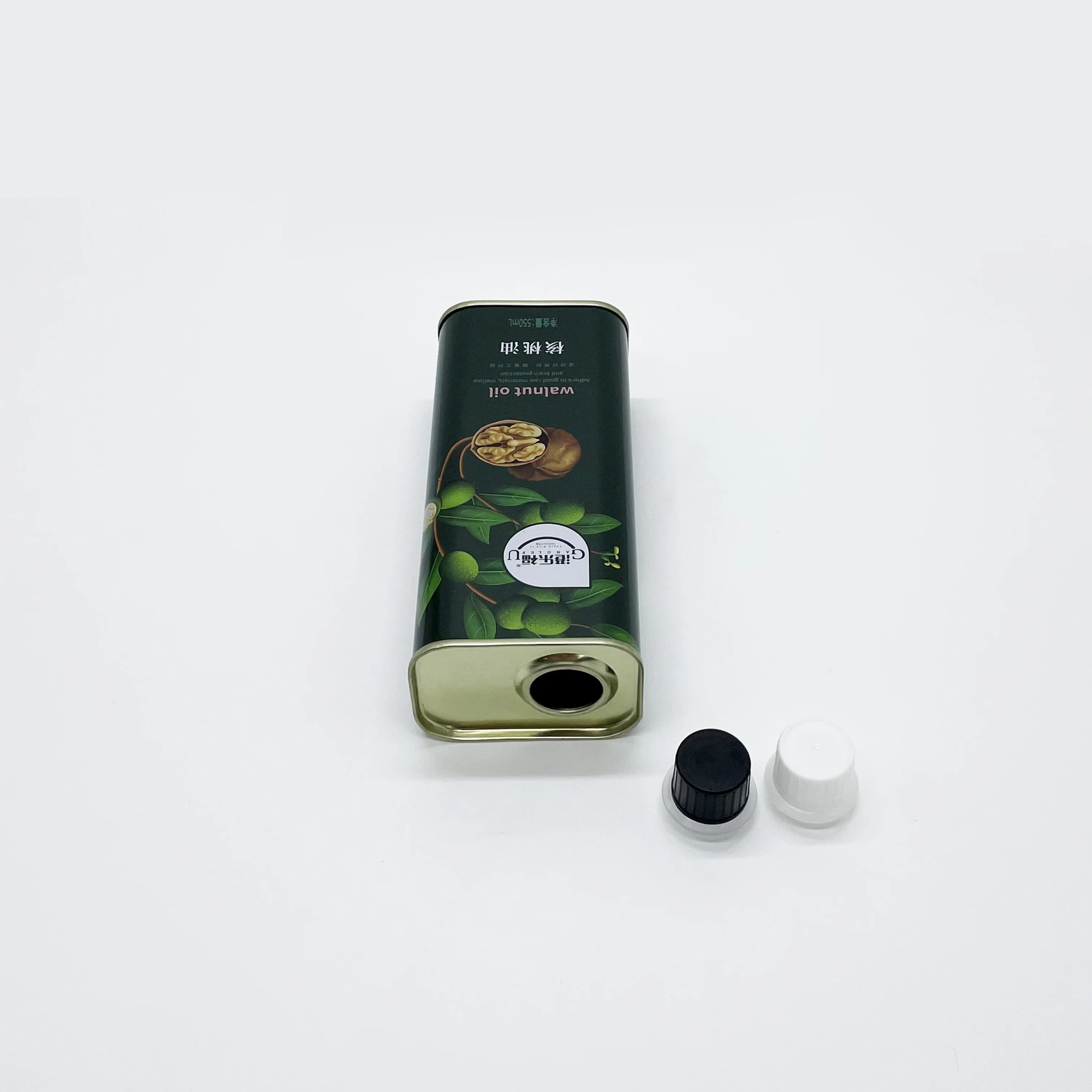 Food safe tinplate oil packaging 550mL square edible oil metal tin can with lid