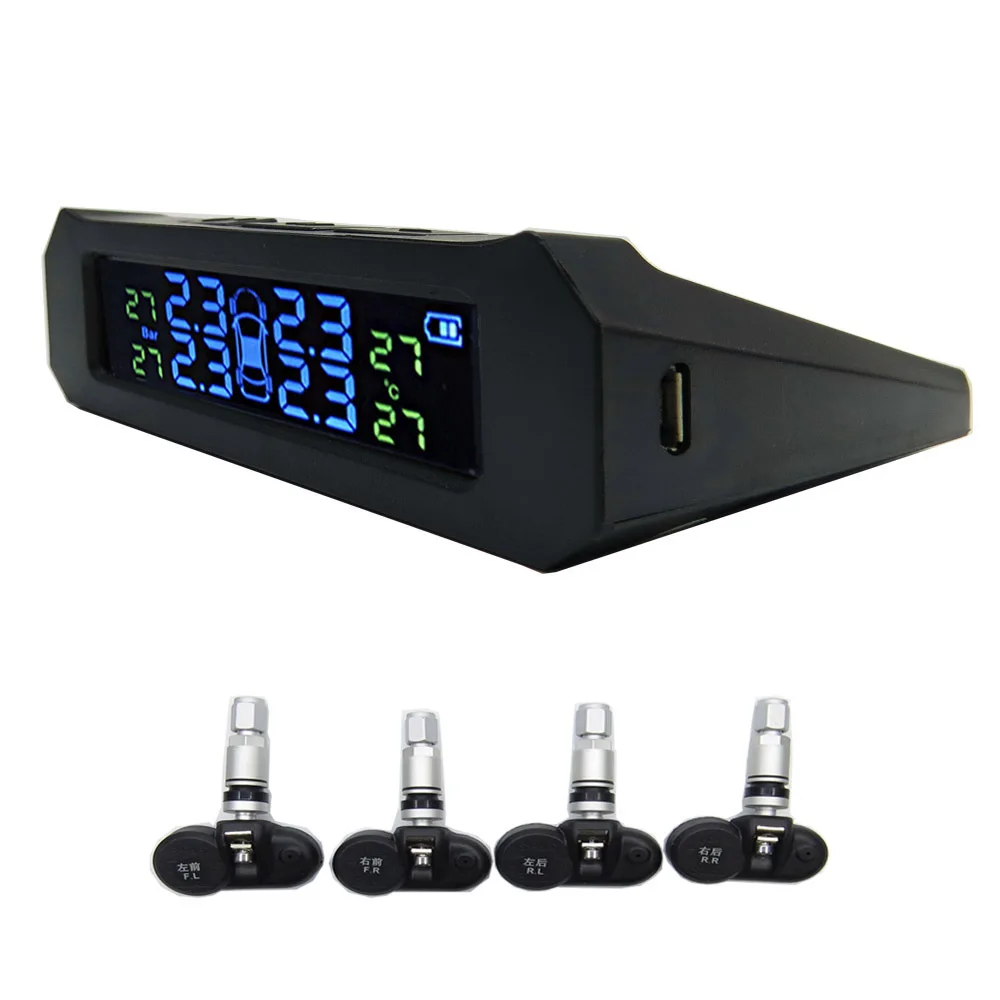 Truck TPMS With Solar Power Digital LCD Display Auto Security Alarm Systems  and Tyre Pressure external tpms sensors