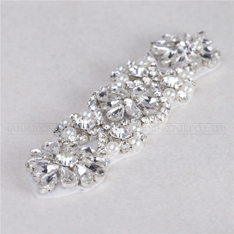 Stock flower rhinestone applique hotfix rhinestone trim rhinestone wedding trim