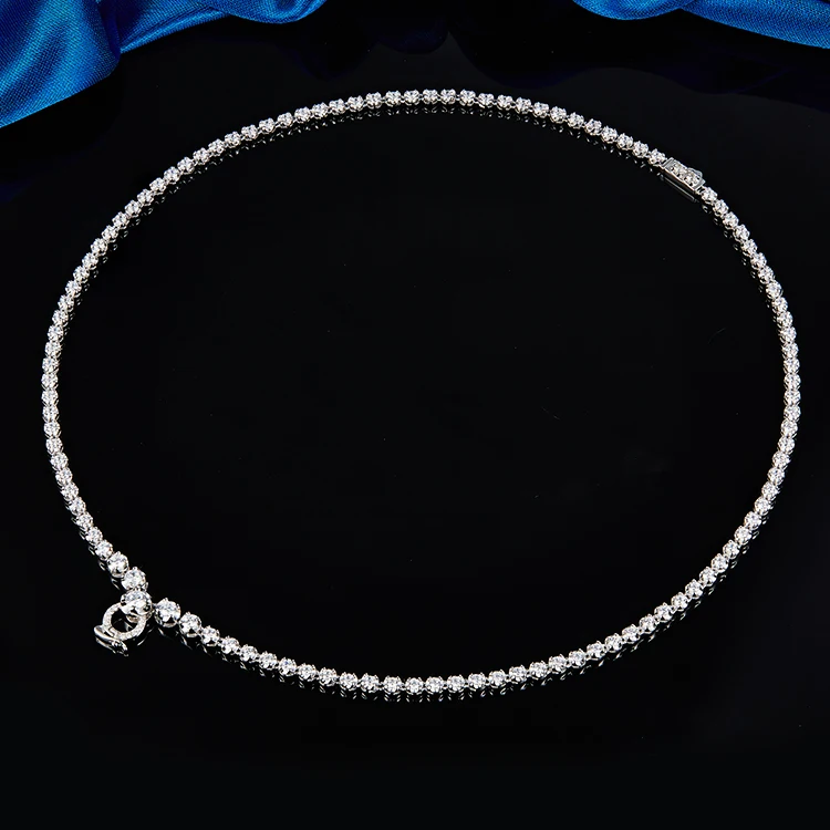 925 Silver 5A CZ Cubic Zirconia Chain Jewelry Custom Wedding Tennis Chain Necklaces