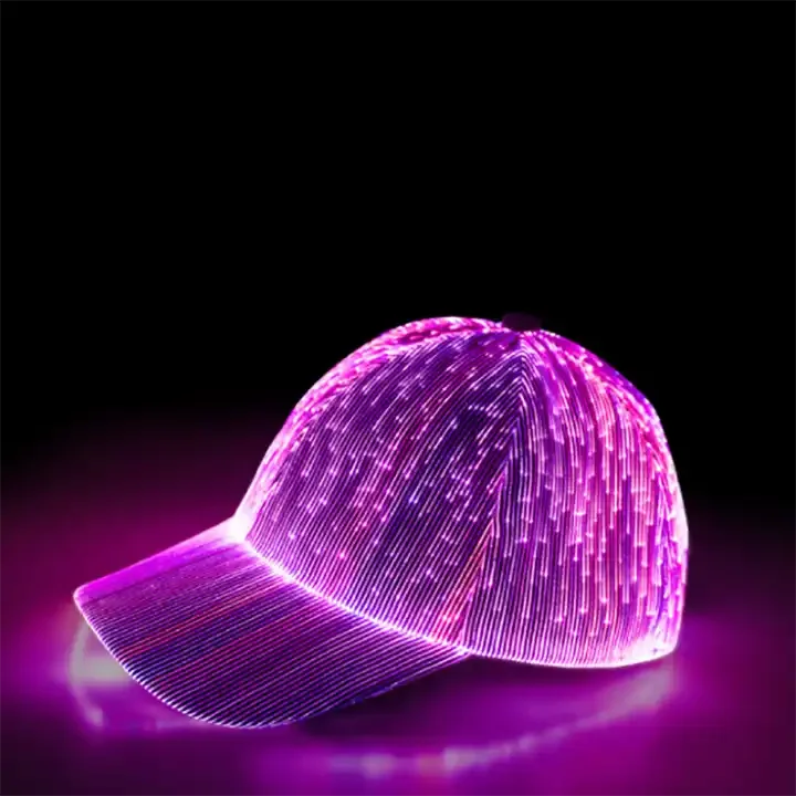 Fiber Optic Fabrics Cap USB Charging Light Up Baseball Cap Luminous Glowing Caps
