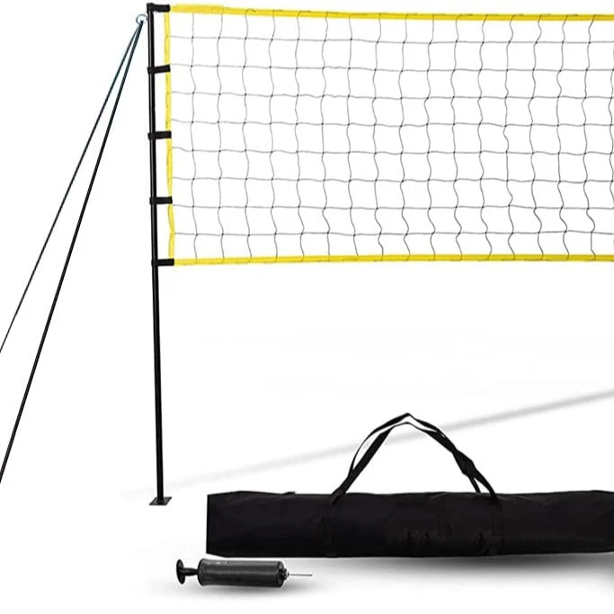 2 in 1 Volleyball & Badminton Combo Training Net Set Pole Stand