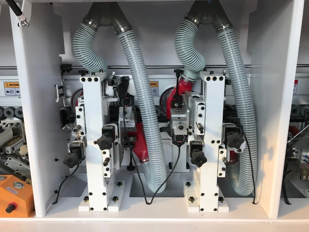 MDF furniture wood door  straight line full automatic edge banding machine with double trimming corner rounding