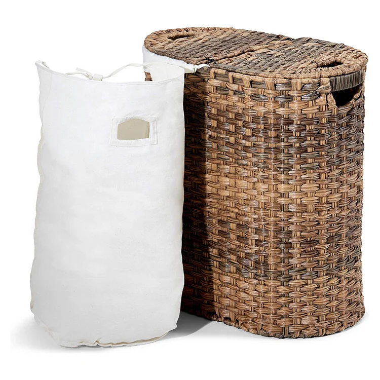 Home New Bamboo Wood round Clothes Storage Basket with Cover Cestas de Almacenamiento Laundry Hamper Wicker Material