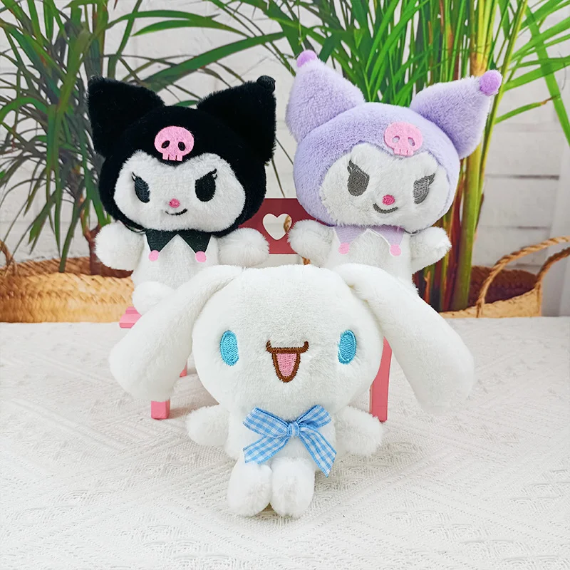 12cm small gift creative kawaii cartoon soft stuffed animal plush toys key chain keyring kitty melody plushie soft doll keychain